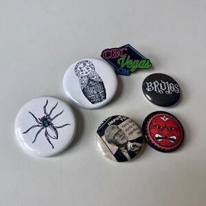 Six Like New Pins and Buttons